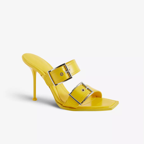 Alexander McQueen Yellow Buckle Mules Heels