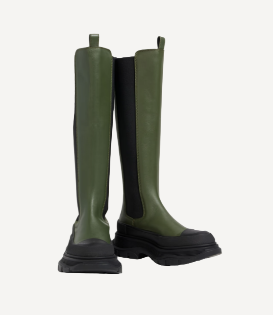 Alexander McQueen Black Stretch Tall Boots