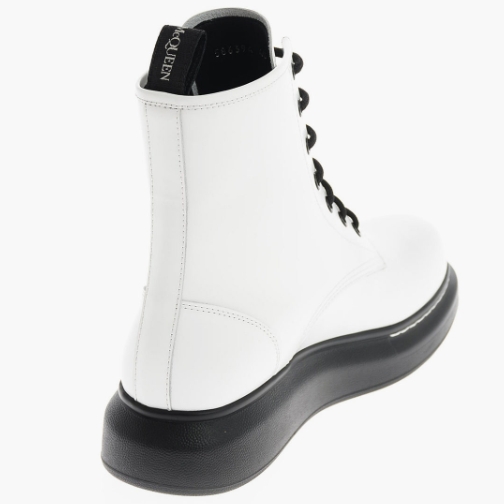 Alexander McQueen White Leather Combat Boots Kids