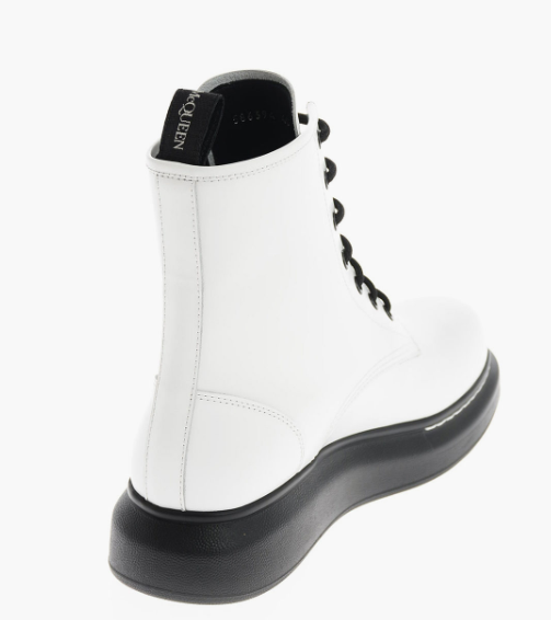 Alexander McQueen White Leather Combat Boots Kids