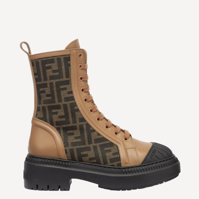 Fendi Motif Domino Biker Boot Brown