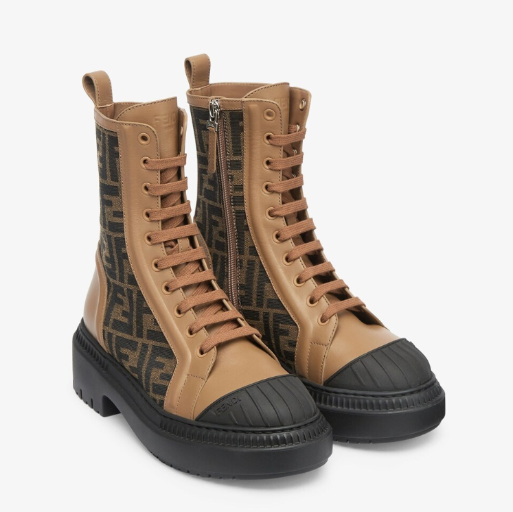 Fendi Motif Domino Biker Boot Brown
