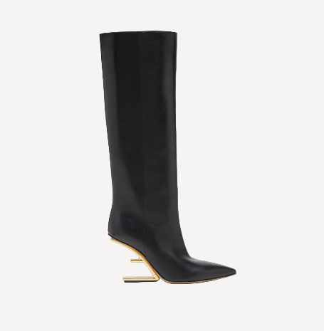 Fendi Black Leather Logo Boots