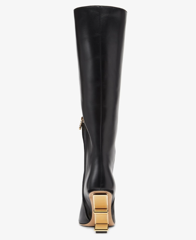 Fendi Black Leather Logo Boots