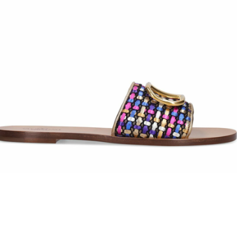 Valentino Woven Logo Slides Multi