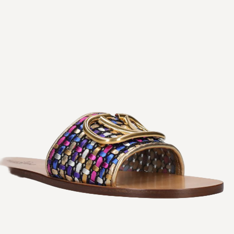 Valentino Woven Logo Slides Multi