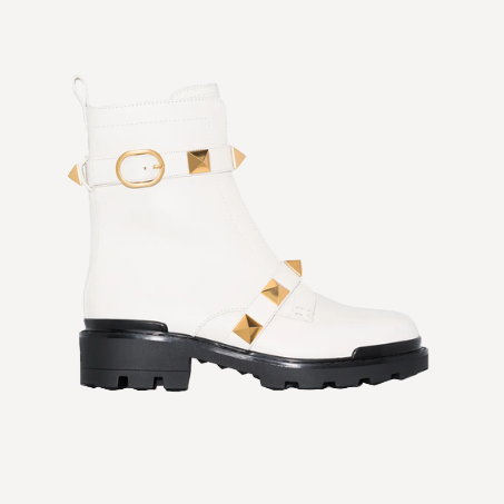 Valentino White Rockstud Boots