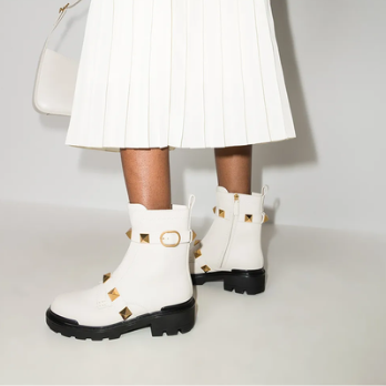 Valentino White Rockstud Boots