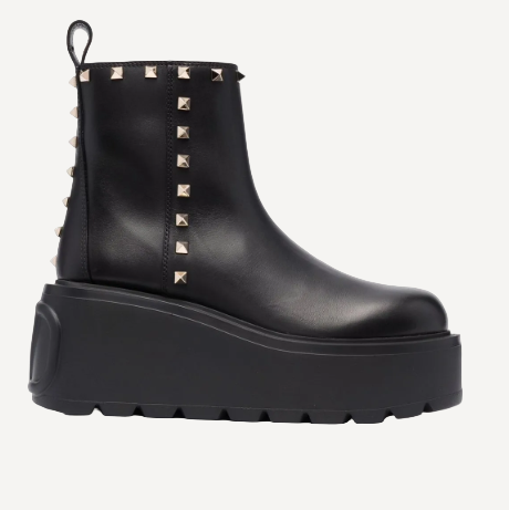 Valentino Platform Logo Rockstud Boot