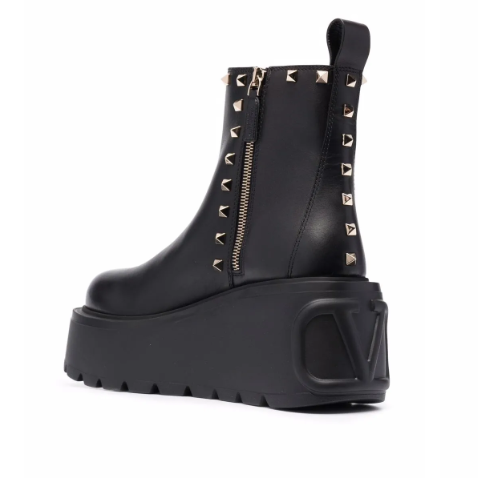 Valentino Platform Logo Rockstud Boot