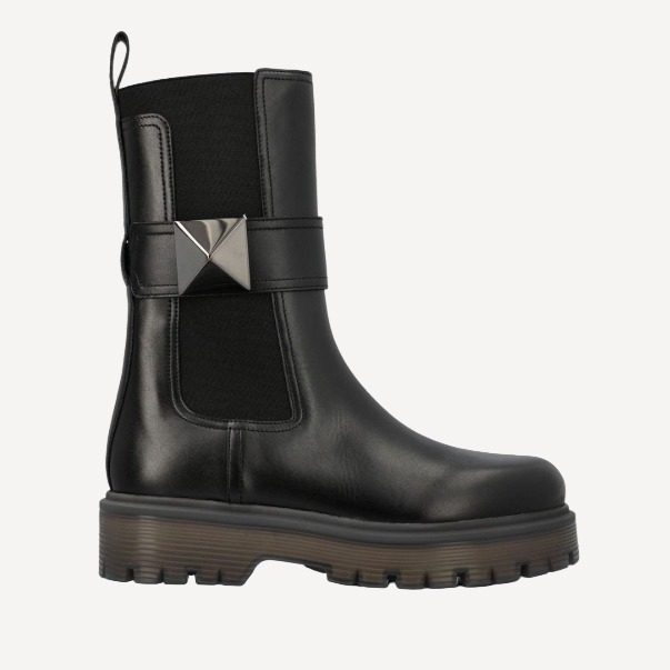 Valentino One Rockstud Black Booties