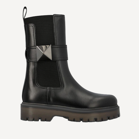 Valentino One Rockstud Black Booties