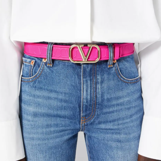Valentino Leather Logo Belt