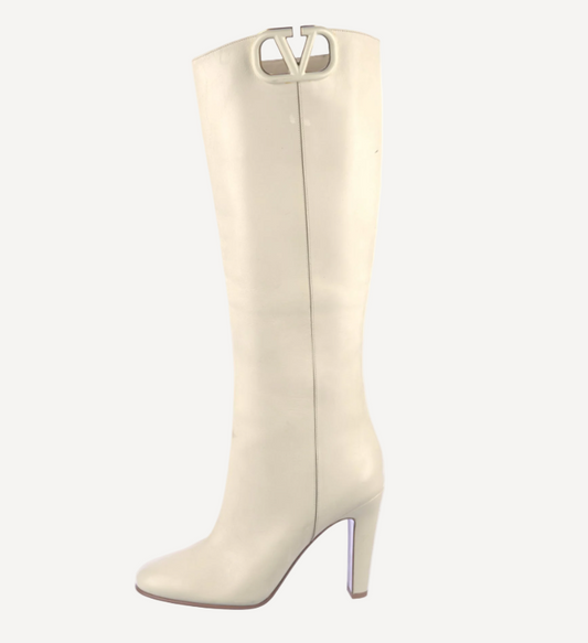 Valentino White Leather Boots