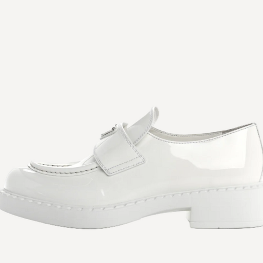 Prada White Patent Loafers