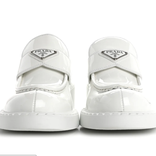 Prada White Patent Loafers