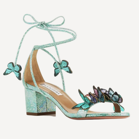 Aquazzura Butterfly Block Heel Sandals