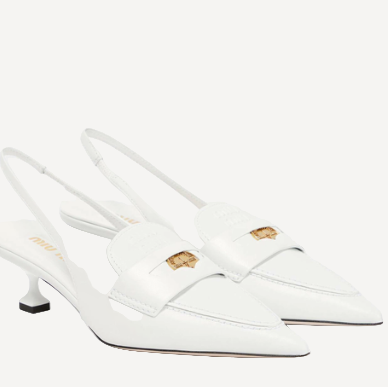 Miu Miu White Penny Kitten Heel