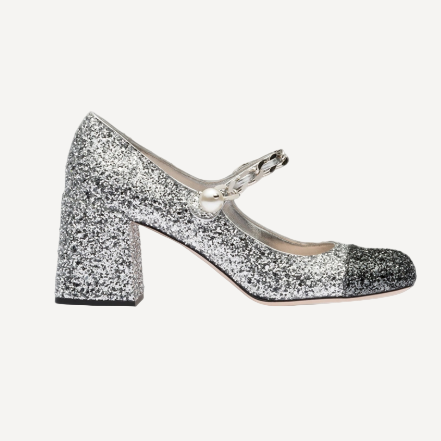Miu Miu Color Block Glitter Mary Jane