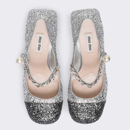Miu Miu Color Block Glitter Mary Jane