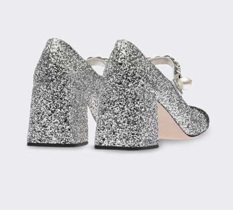 Miu Miu Color Block Glitter Mary Jane