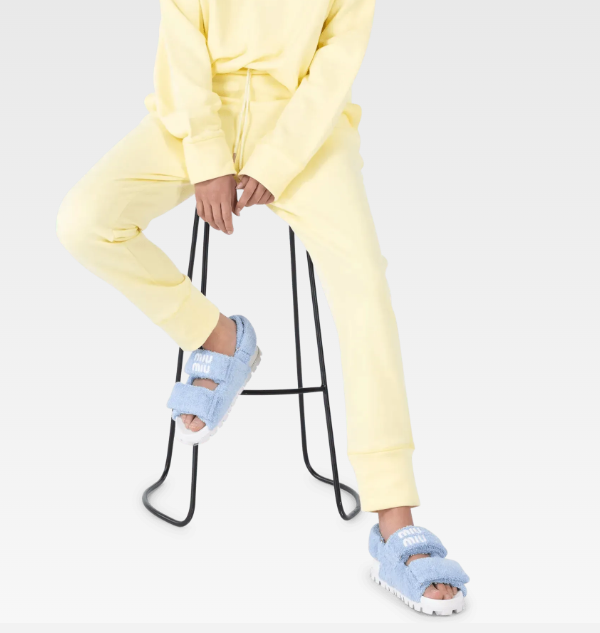 Miu Miu Blue Terry Logo Sandals