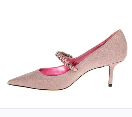 Jimmy Choo Pink Glitter Bing Crystal Pumps