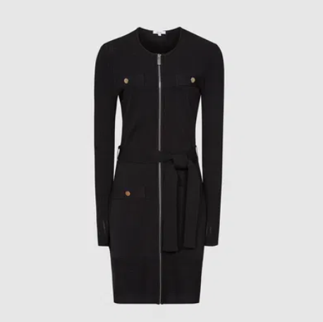 Reiss Emily Knitted Black Mini Dress