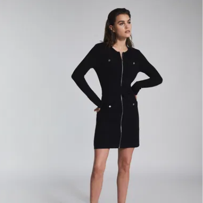 Reiss Emily Knitted Black Mini Dress