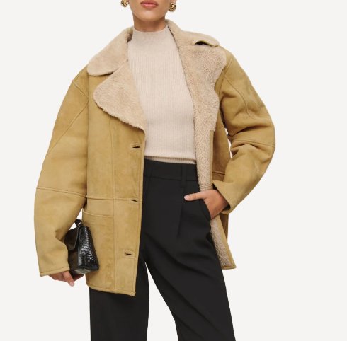 Reformation x Veda Suede Shearling Jacket