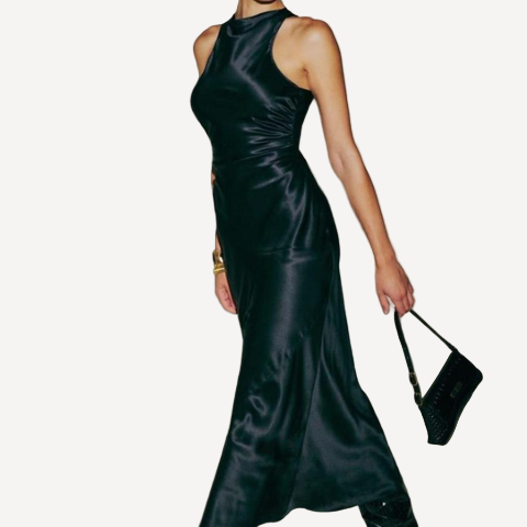 Reformation Casette Silk Dress Black