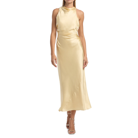 Reformation Casette Sand Silk Dress