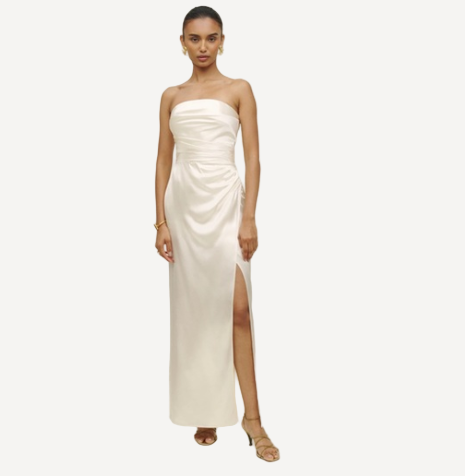 Reformation Barrow Silk Dress Ivory