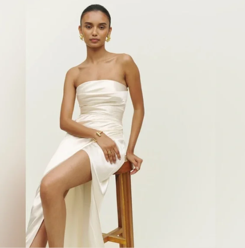 Reformation Barrow Silk Dress Ivory