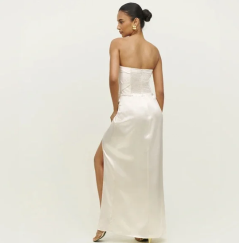 Reformation Barrow Silk Dress Ivory