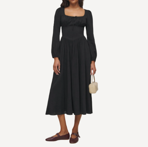 Reformation Black Oria Dress