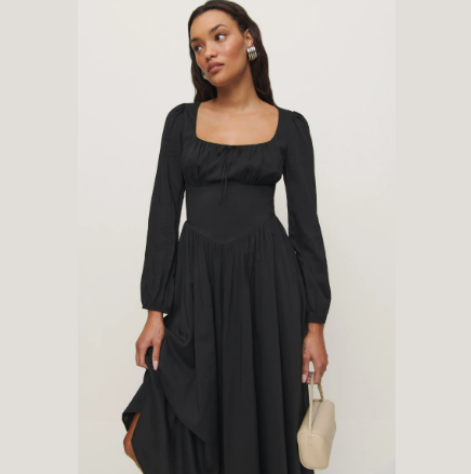 Reformation Black Oria Dress