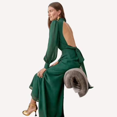 Reformation Midleton Green Dress