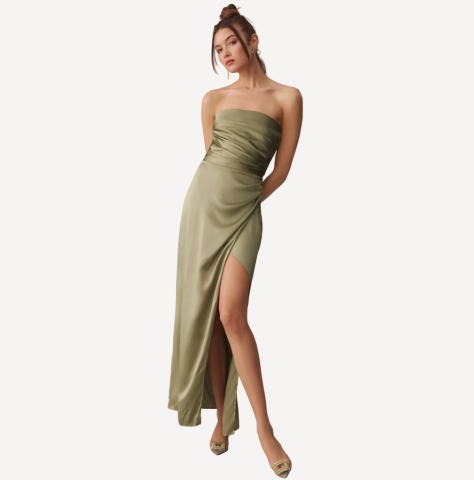Reformation Barrow Silk Dress Artichoke