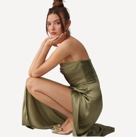 Reformation Barrow Silk Dress Artichoke