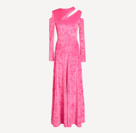 Ganni Pink Velvet Midi Dress