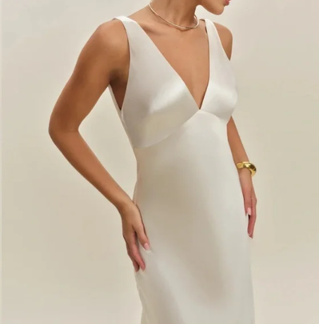 Reformation Margot Silk Dress Ivory