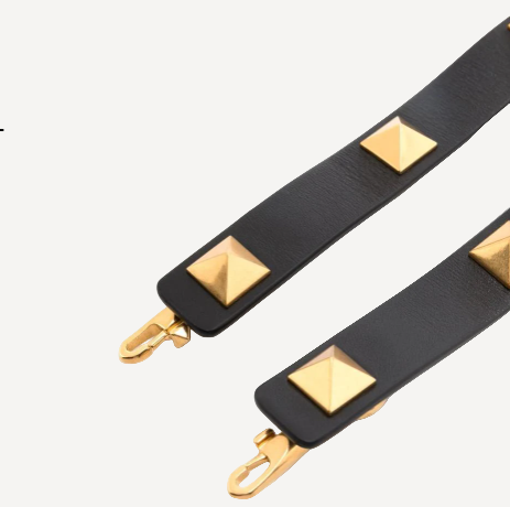 Valentino Rockstud Black/Brown Reversible Guitar Leather Bag Strap