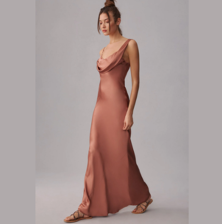 Reformation Ronda Silk Dress Praline