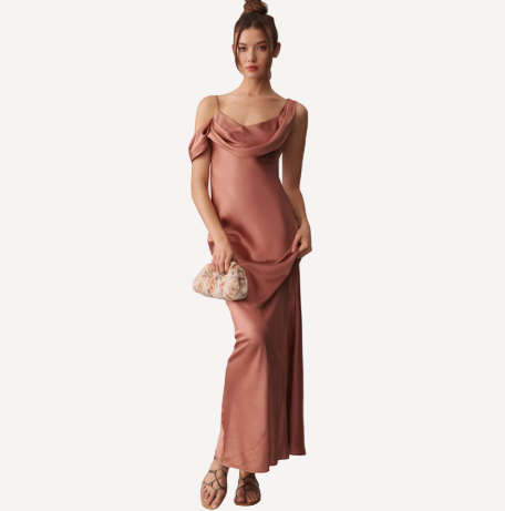 Reformation Ronda Silk Dress Praline