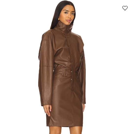 Ronny Kobo Regan Brown Pleather Mini Dress