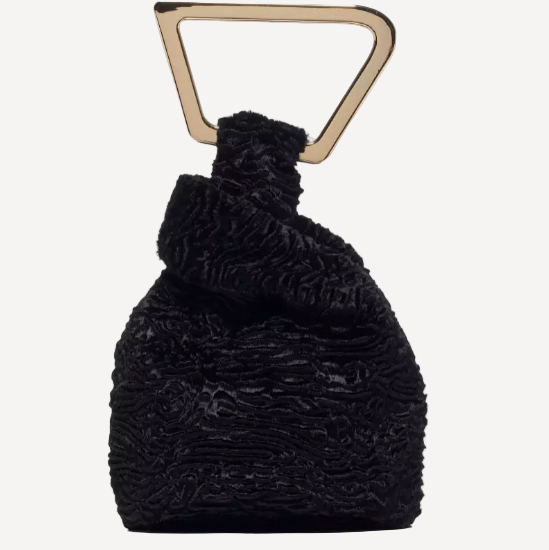 Cult Gaia Astraea Faux Fur Top Handle Bag Black