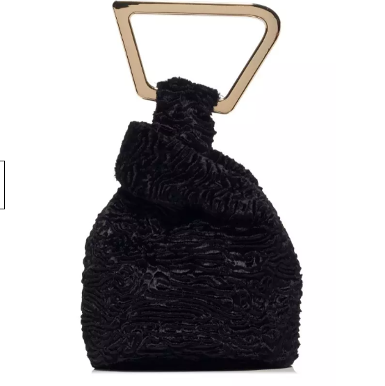 Cult Gaia Astraea Faux Fur Top Handle Bag Black