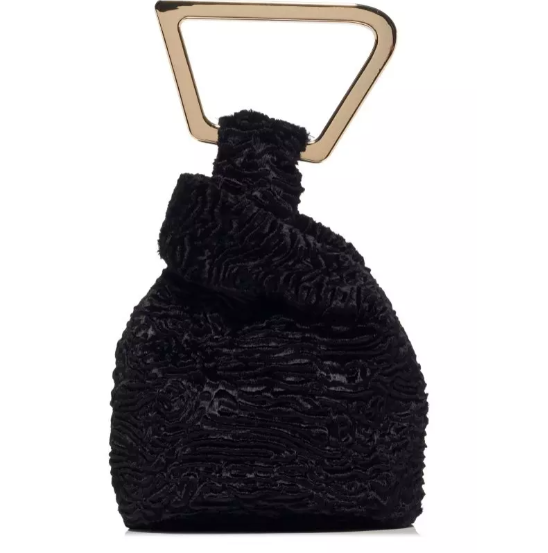 Cult Gaia Astraea Faux Fur Top Handle Bag Black