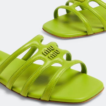 Miu Miu Green Logo Sandal Slip On Sandals